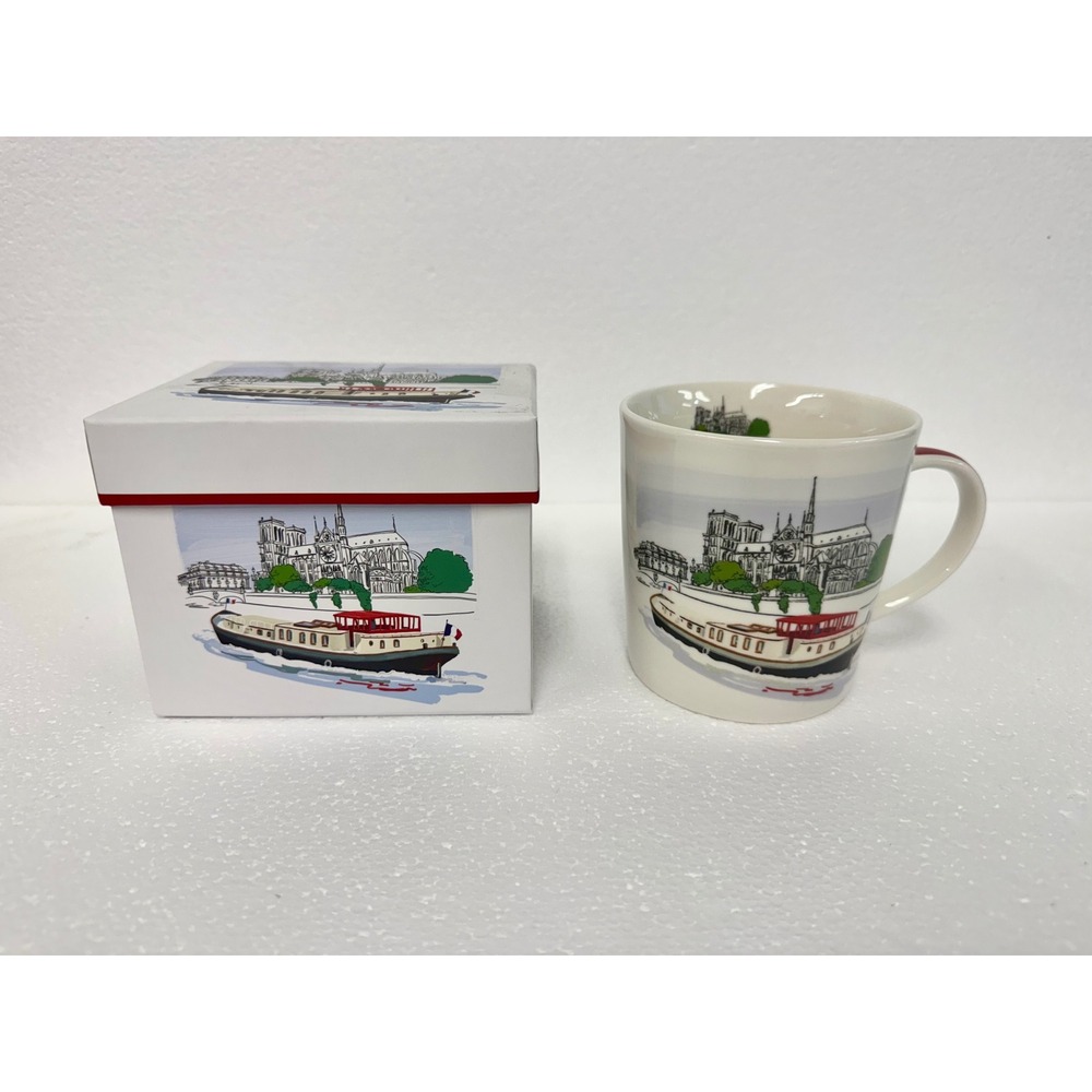 PPD Martha Collins Bateau de Paris Notre Dame Bone China Mug 13.5oz gift box set